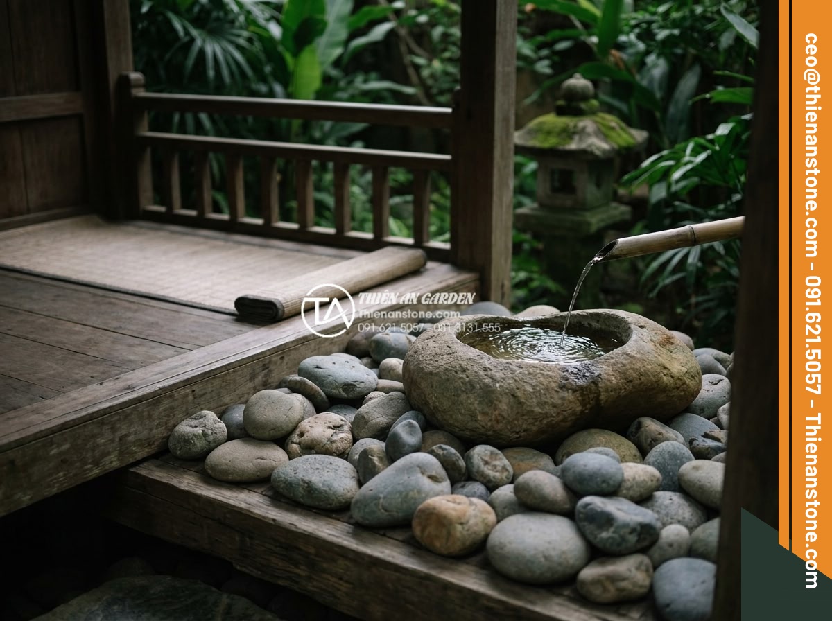 Tác dụng của đá cuội trong đời sống và ý nghĩa phong thủy bạn chưa biết - Zen meditation space with pebble stones, smooth rocks and calming water elements