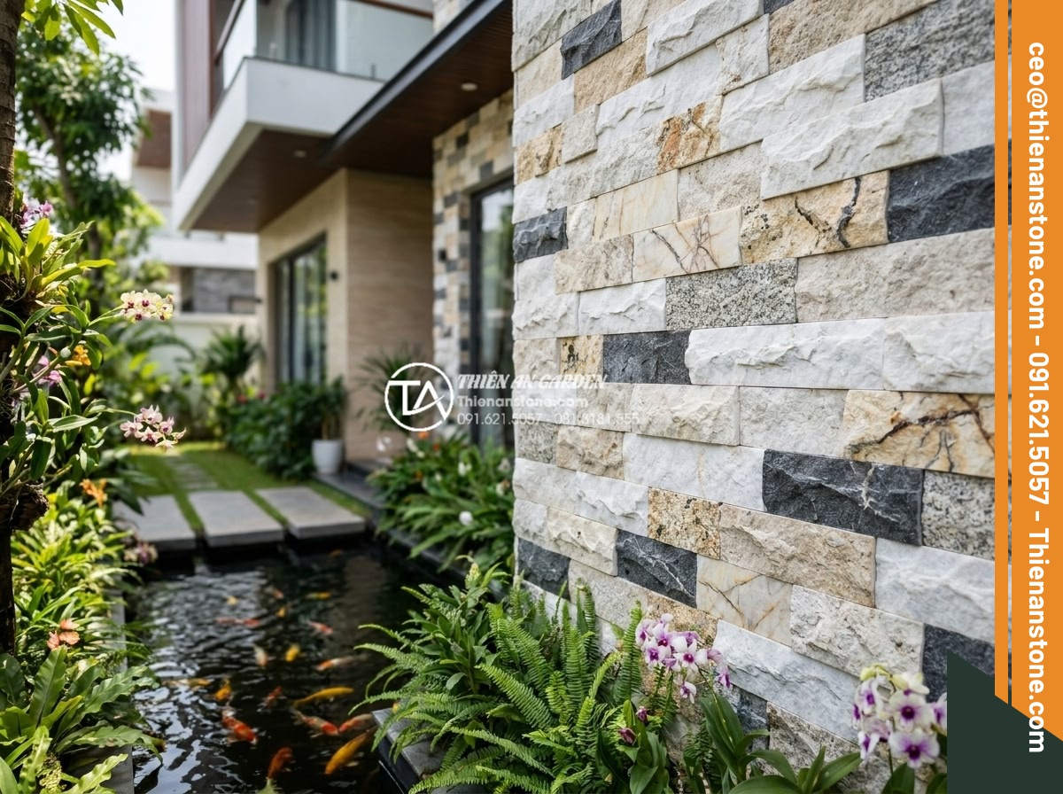 Báo giá đá ghép ốp tường tự nhiên mới nhất 2026: Đủ mẫu mã, màu sắc - Hình 14 Báo giá đá ghép ốp tường tự nhiên mới nhất 2026: Đủ mẫu mã, màu sắc - Professional team portrait of Đá Cảnh Thiên An experts standing proudly in front