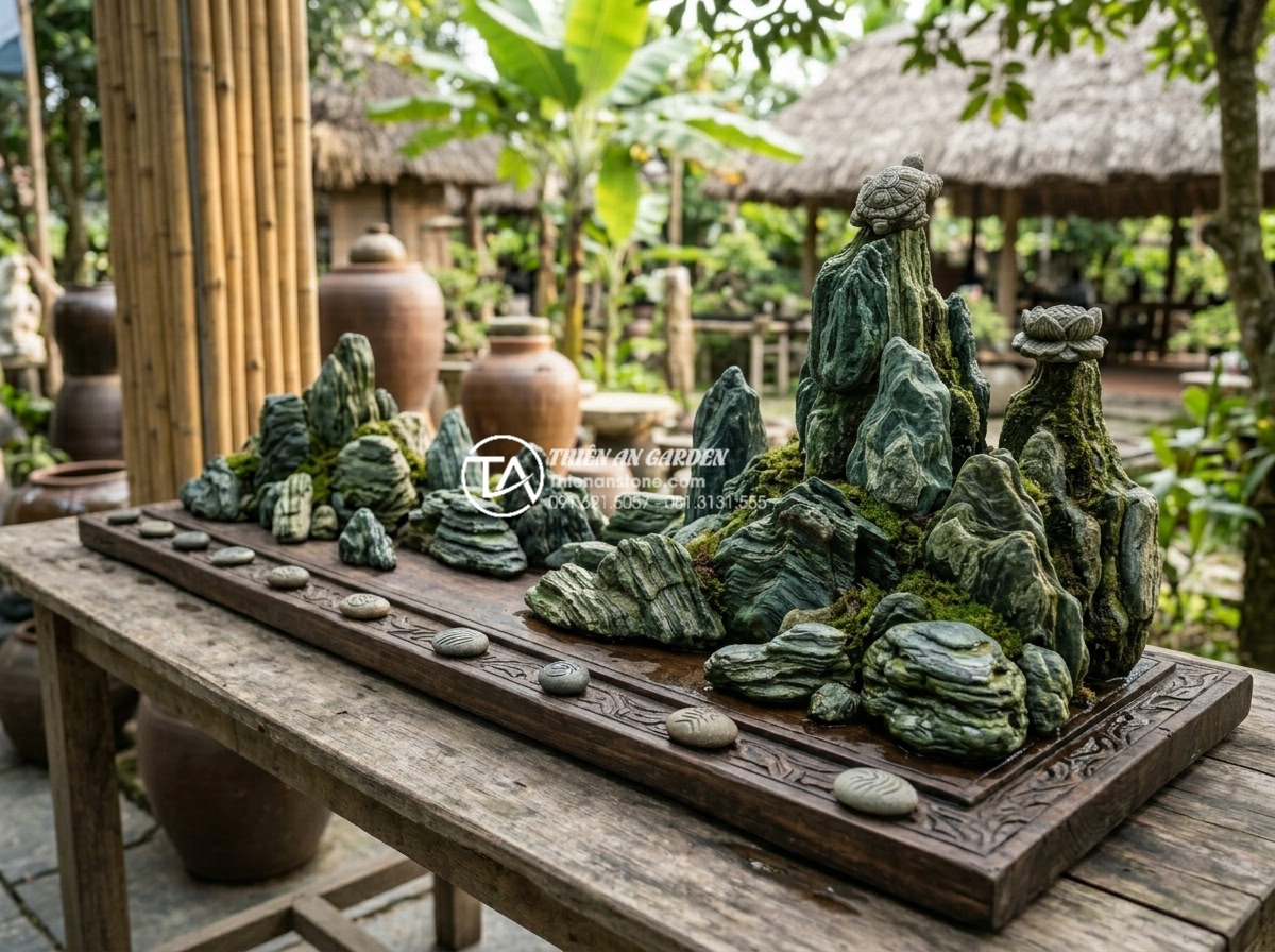 Báo giá đá xanh Nhật Bản trang trí sân vườn 2026: Trọn gói từ mỏ đến công trình - Seasonal market demand chart for natural stones in Vietnam garden projects highl