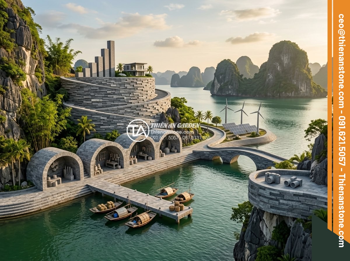 Bí mật độ bền của đá ghép ong xám khi sử dụng cho các công trình ven biển - Hình 17 Bí mật độ bền của đá ghép ong xám khi sử dụng cho các công trình ven biển - Economic benefits infographic and aesthetic coastal landscape using gray honeyco
