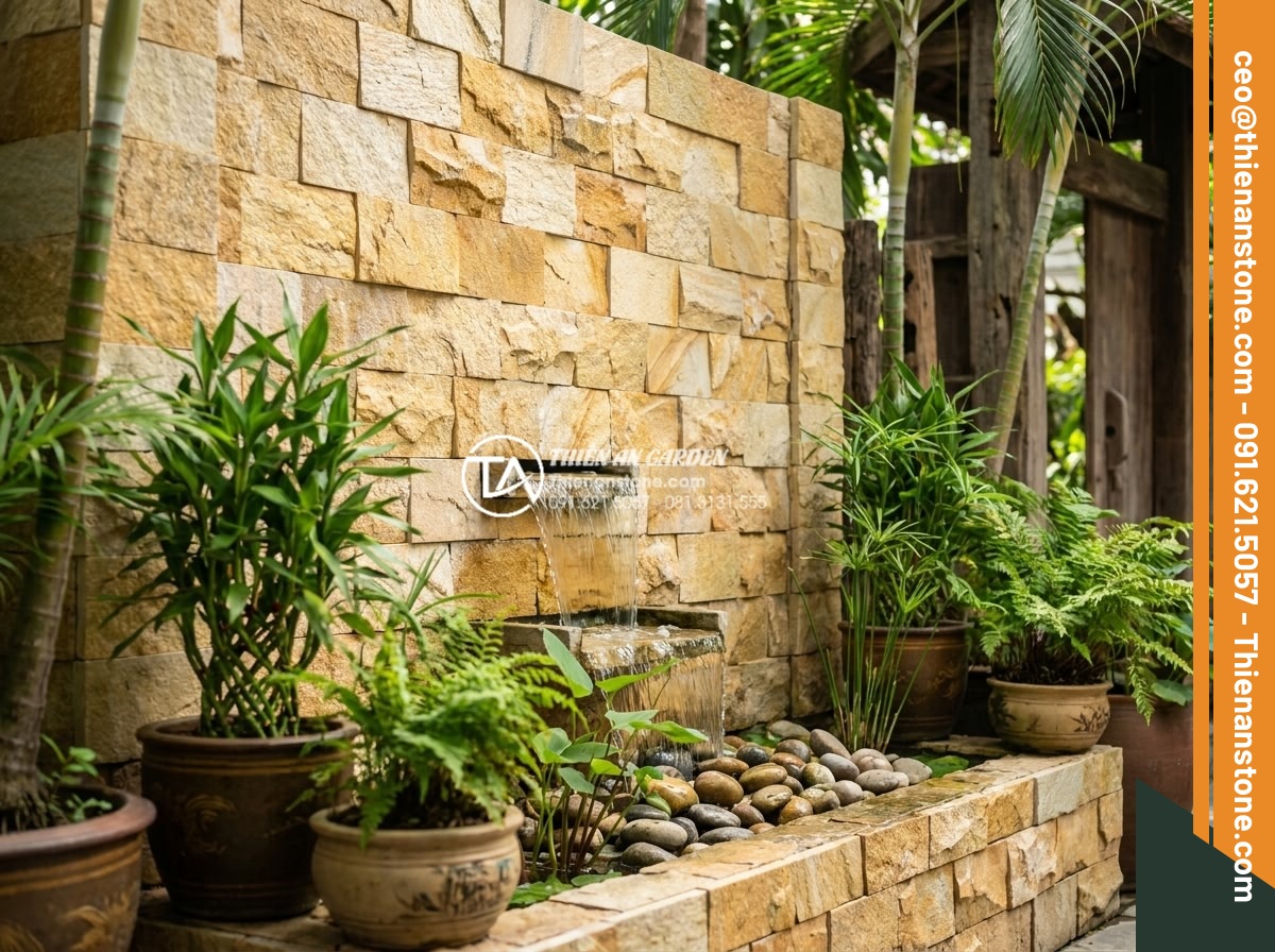 Đá ghép trang trí tường: Checklist 5 bước kiểm tra trước khi nghiệm thu - Hình 10 Đá ghép trang trí tường: Checklist 5 bước kiểm tra trước khi nghiệm thu - Auspicious natural stone mosaic wall design incorporating feng shui elements lik