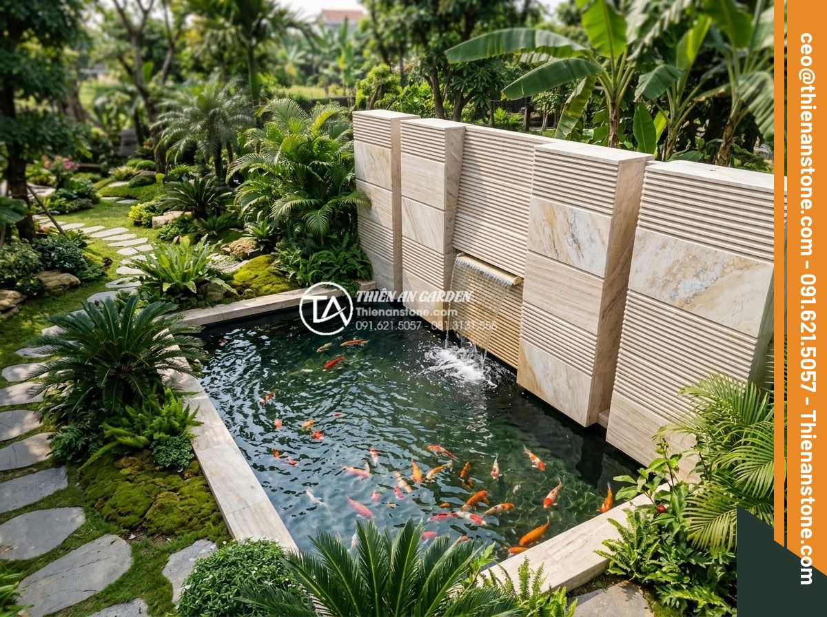 Đá răng lược có bị rêu mốc không? Bí quyết bảo quản đá luôn mới - Wide angle professional photograph of comb tooth stone used in luxurious Vietnam