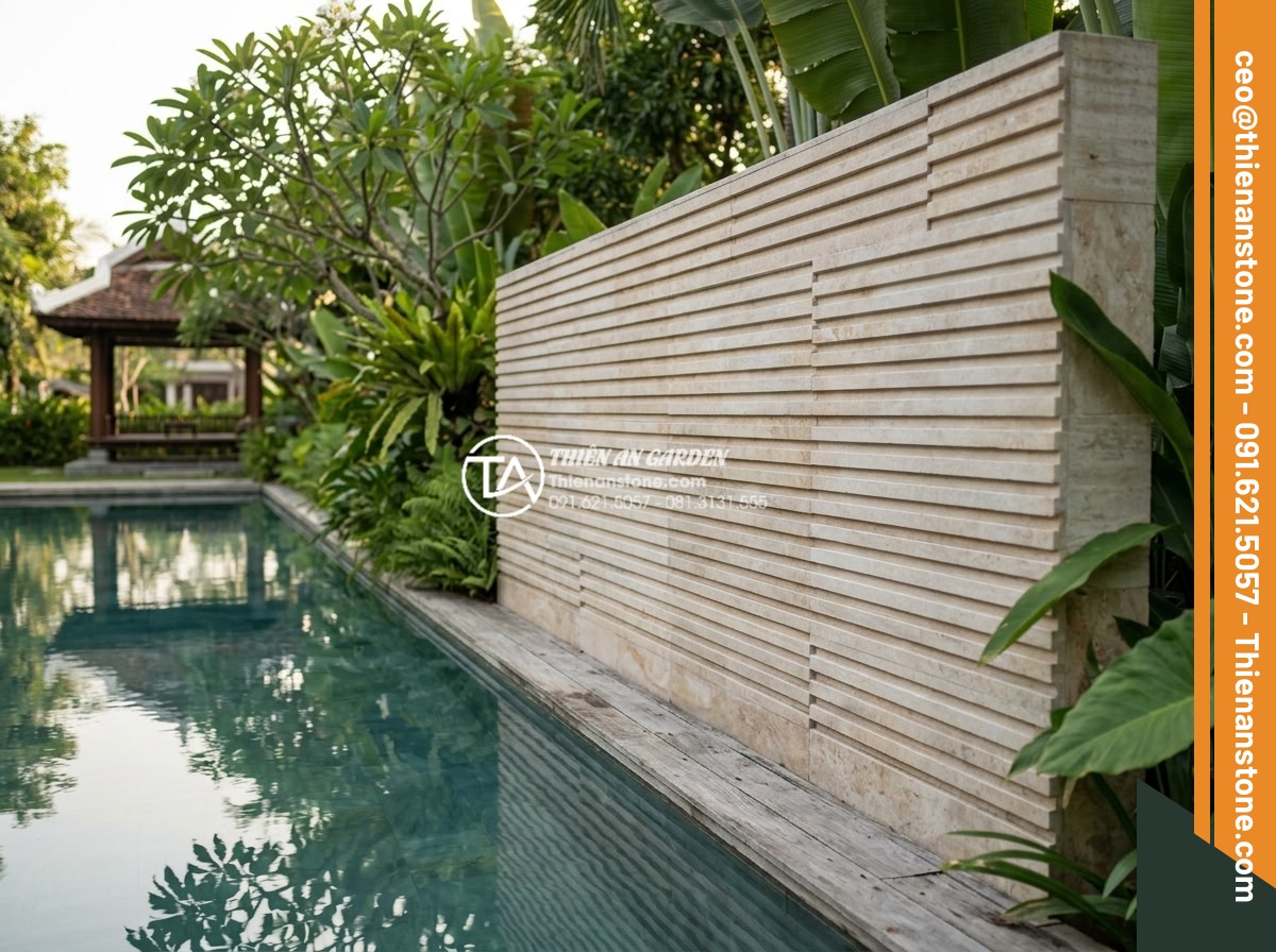 Đá răng lược có dùng được cho khu vực hồ bơi không? Những lưu ý quan trọng - Hình 20 Đá răng lược có dùng được cho khu vực hồ bơi không? Những lưu ý quan trọng - Long-term aged da rang luoc stone in pool setting still looking beautiful after