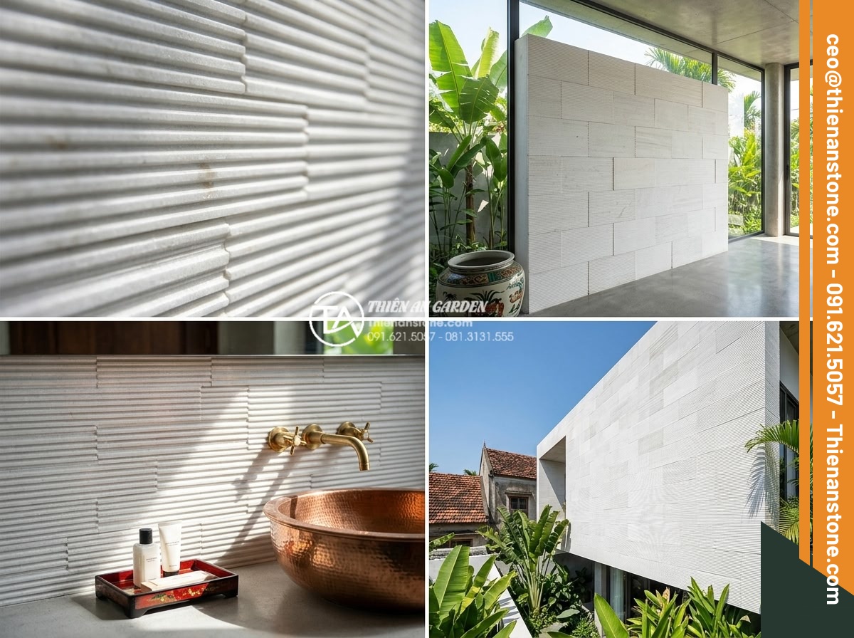 Đá răng lược trắng: Sự tinh tế và sang trọng cho phong cách tối giản - Hình 16 Đá răng lược trắng: Sự tinh tế và sang trọng cho phong cách tối giản - Collage of different natural stones including white tooth comb stone highlightin