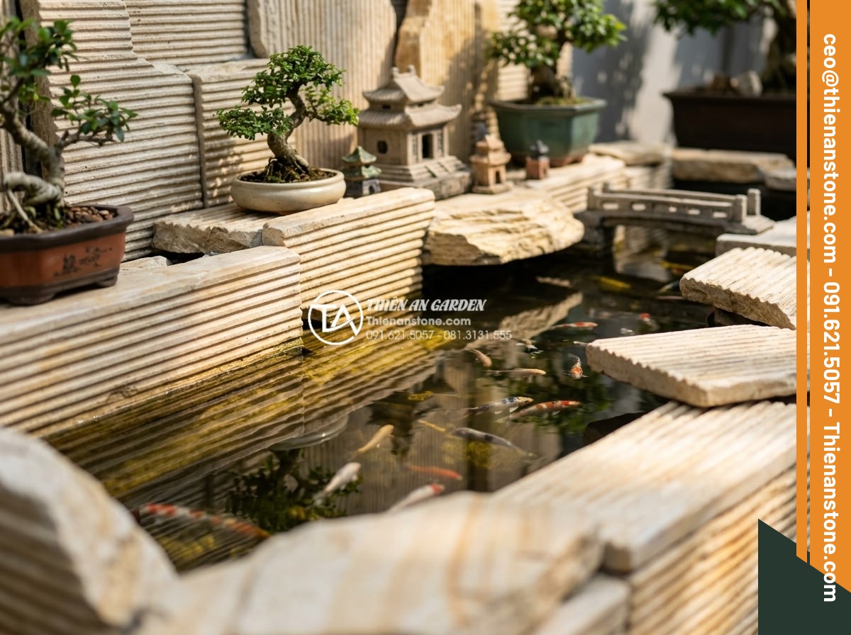 Đá răng lược vàng và xám: Lựa chọn màu sắc đa dạng cho tiểu cảnh - Artistic arrangement of yellow tooth comb natural stone in miniature scene with 