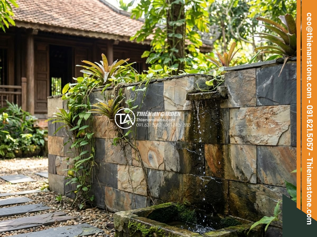 Ghép chỉ đá là gì? 5 ứng dụng tuyệt vời trong trang trí cột và chân tường - Benefits visualization of stone inlay applications in villa and garden designs s