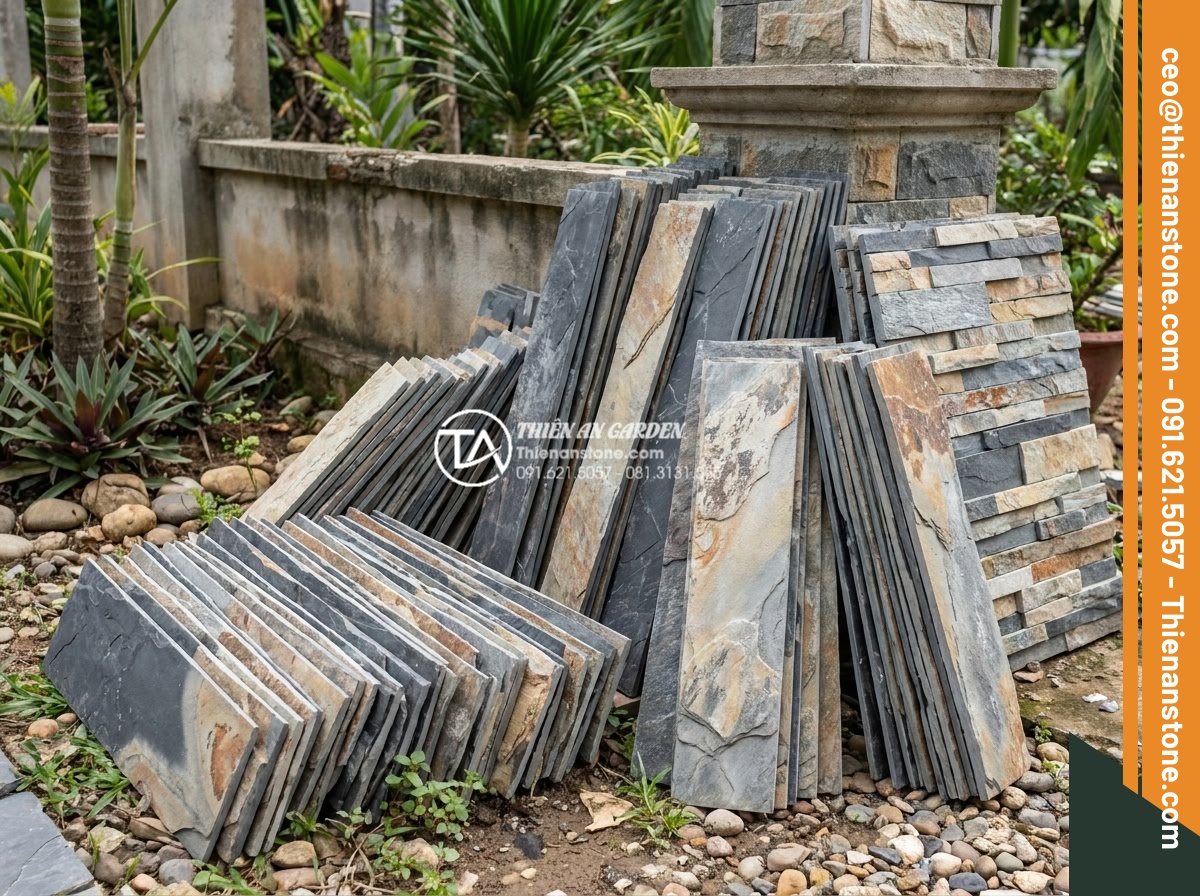 Ghép chỉ đá là gì? 5 ứng dụng tuyệt vời trong trang trí cột và chân tường - Collection of different natural stone types cut into molding strips including gr