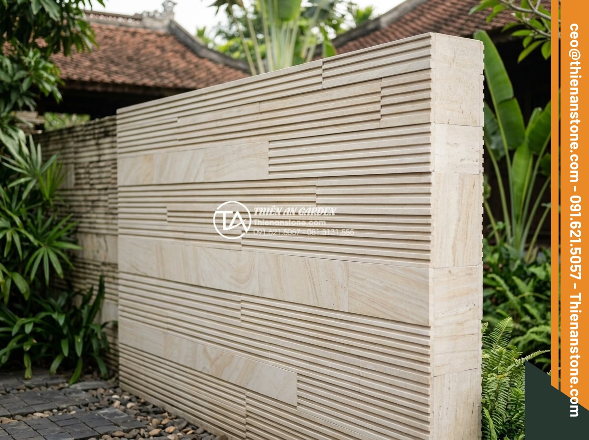 Hướng dẫn kỹ thuật ốp đá răng lược chuẩn xác, bền đẹp với thời gian - Hình 18 Hướng dẫn kỹ thuật ốp đá răng lược chuẩn xác, bền đẹp với thời gian - Corrected and properly installed stone wall section highlighting fixed alignment