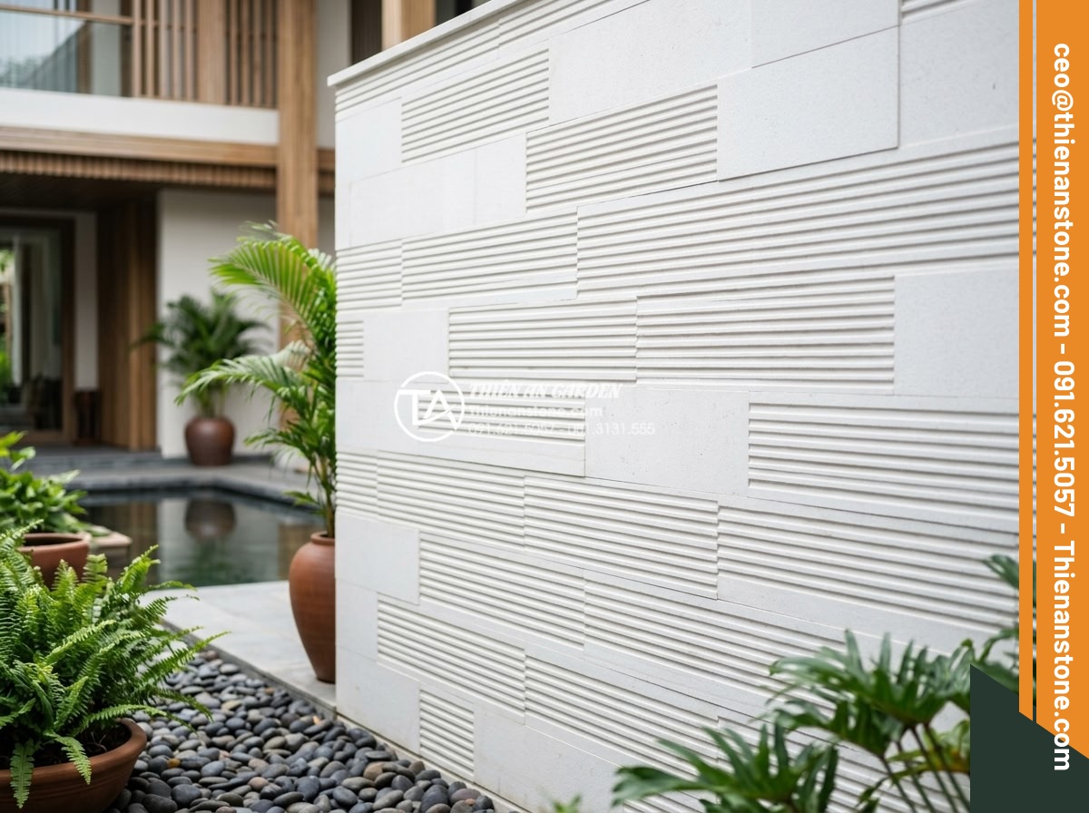 Hướng dẫn kỹ thuật ốp đá răng lược chuẩn xác, bền đẹp với thời gian - Hình 23 Hướng dẫn kỹ thuật ốp đá răng lược chuẩn xác, bền đẹp với thời gian - Professional team from Da Canh Thien An company at a completed high-end stone in