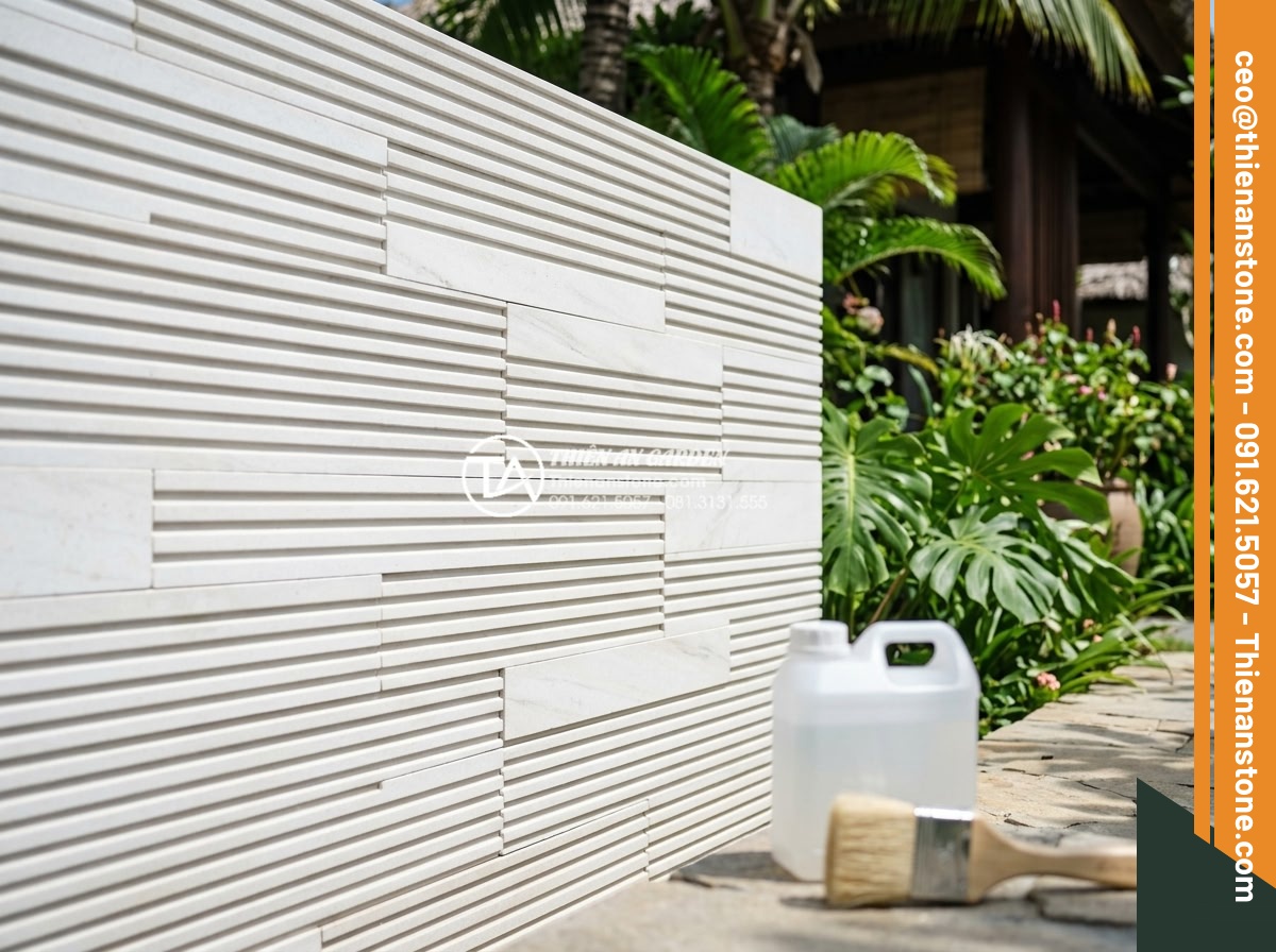 Khắc phục hiện tượng đá răng lược bị ố vàng sau một thời gian sử dụng - Hình 8 Khắc phục hiện tượng đá răng lược bị ố vàng sau một thời gian sử dụng - Team of professional Vietnamese stone restoration experts from Da Canh Thien An