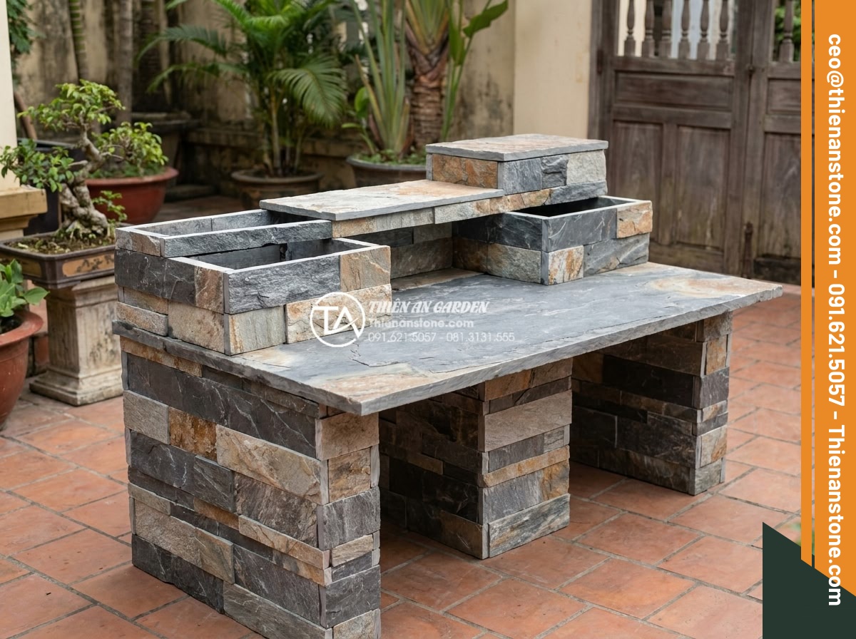 So sánh đá ghép tự nhiên và gạch giả đá: Nên chọn loại nào để ốp tường? - Budget breakdown table visualized with natural stone and fake stone options for 