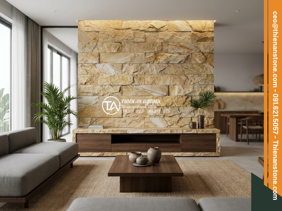 Sự khác biệt giữa ghép chỉ đá và ghép mòi đá trong thi công nội thất - Luxury interior featuring stone edge inlay advantages with clean lines and high-