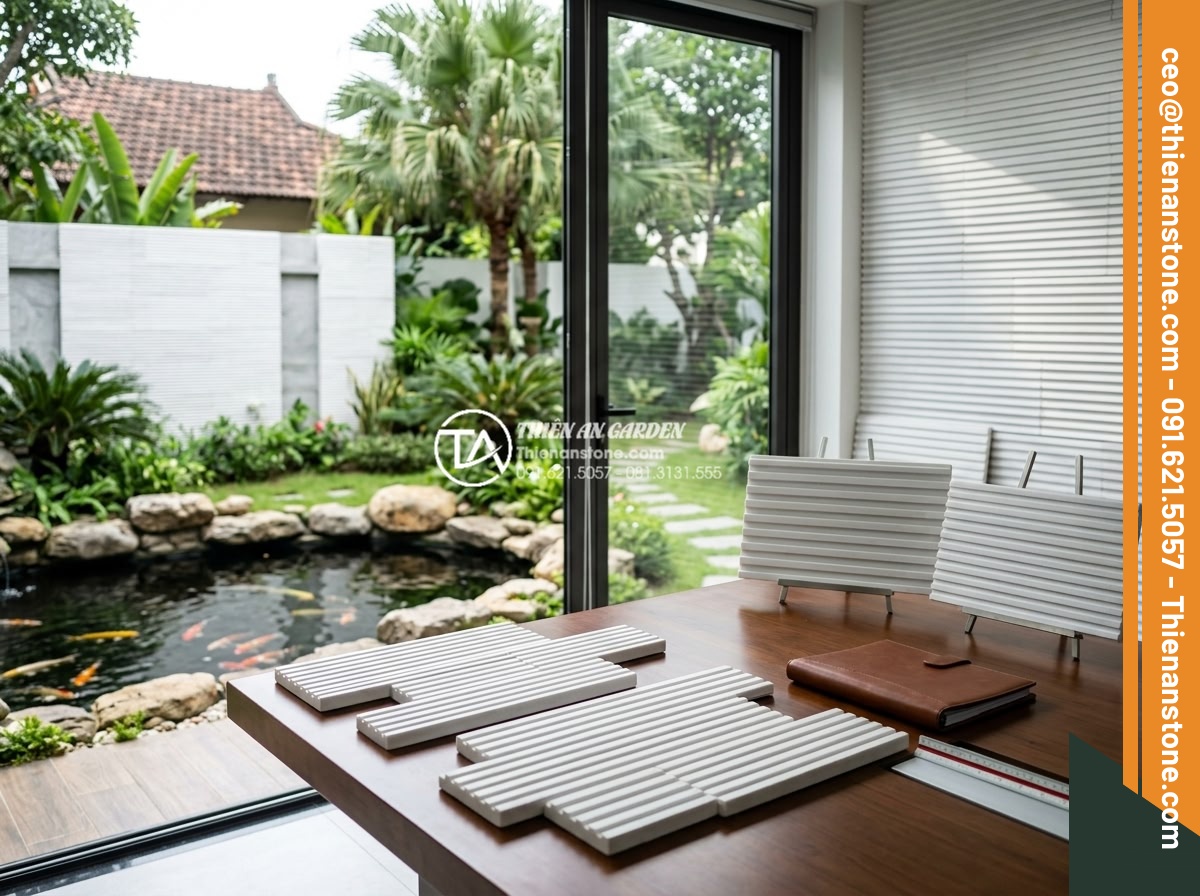 Tìm hiểu quy trình sản xuất đá chẻ răng lược thủ công tại làng nghề - Professional team from Da Canh Thien An company presenting premium handcrafted c