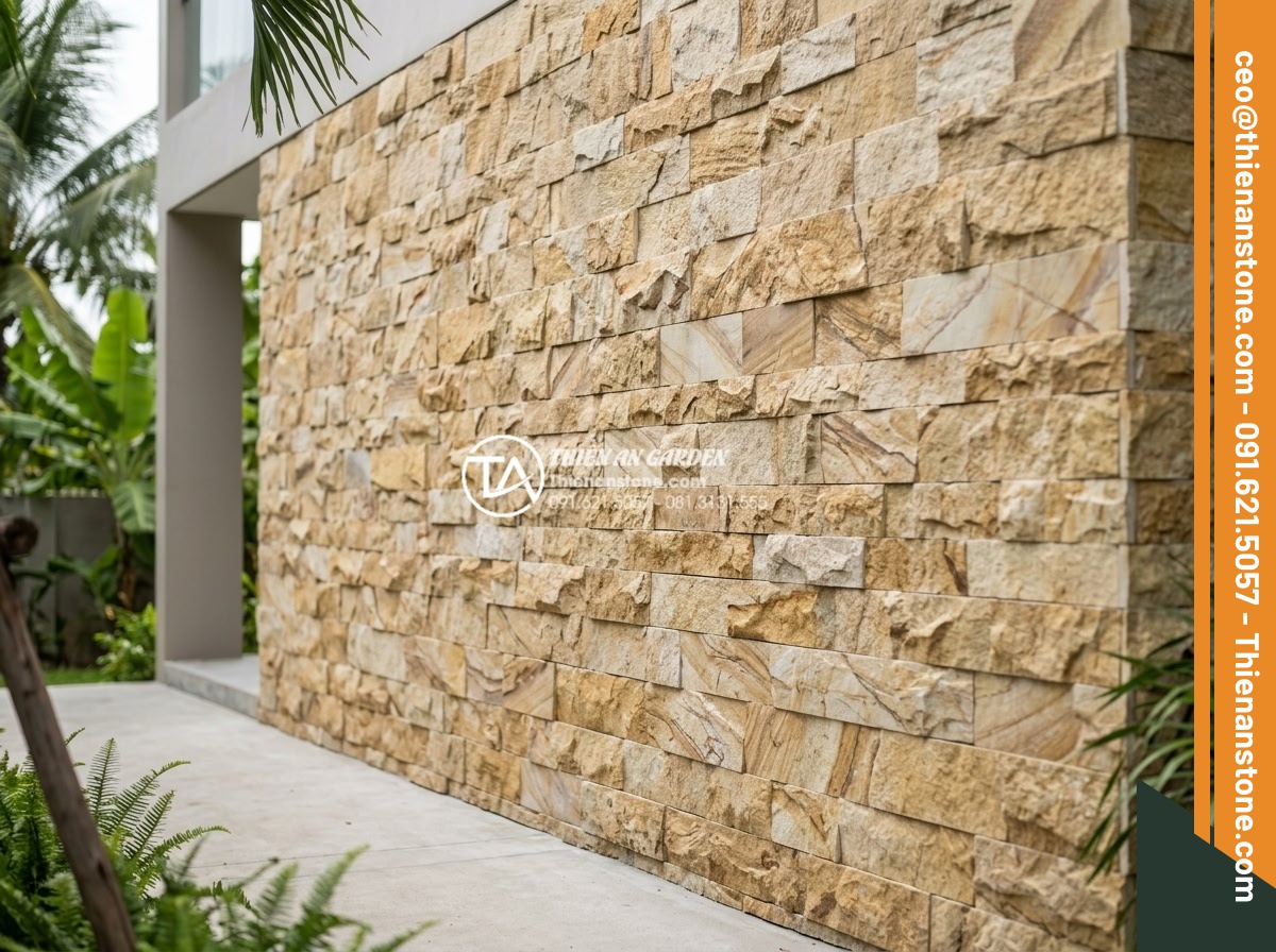Tổng hợp các kiểu ghép đá trang trí tường độc đáo phá vỡ sự đơn điệu - Hình 14 Tổng hợp các kiểu ghép đá trang trí tường độc đáo phá vỡ sự đơn điệu - Completed professional stone wall cladding technique with seamless joints and wa