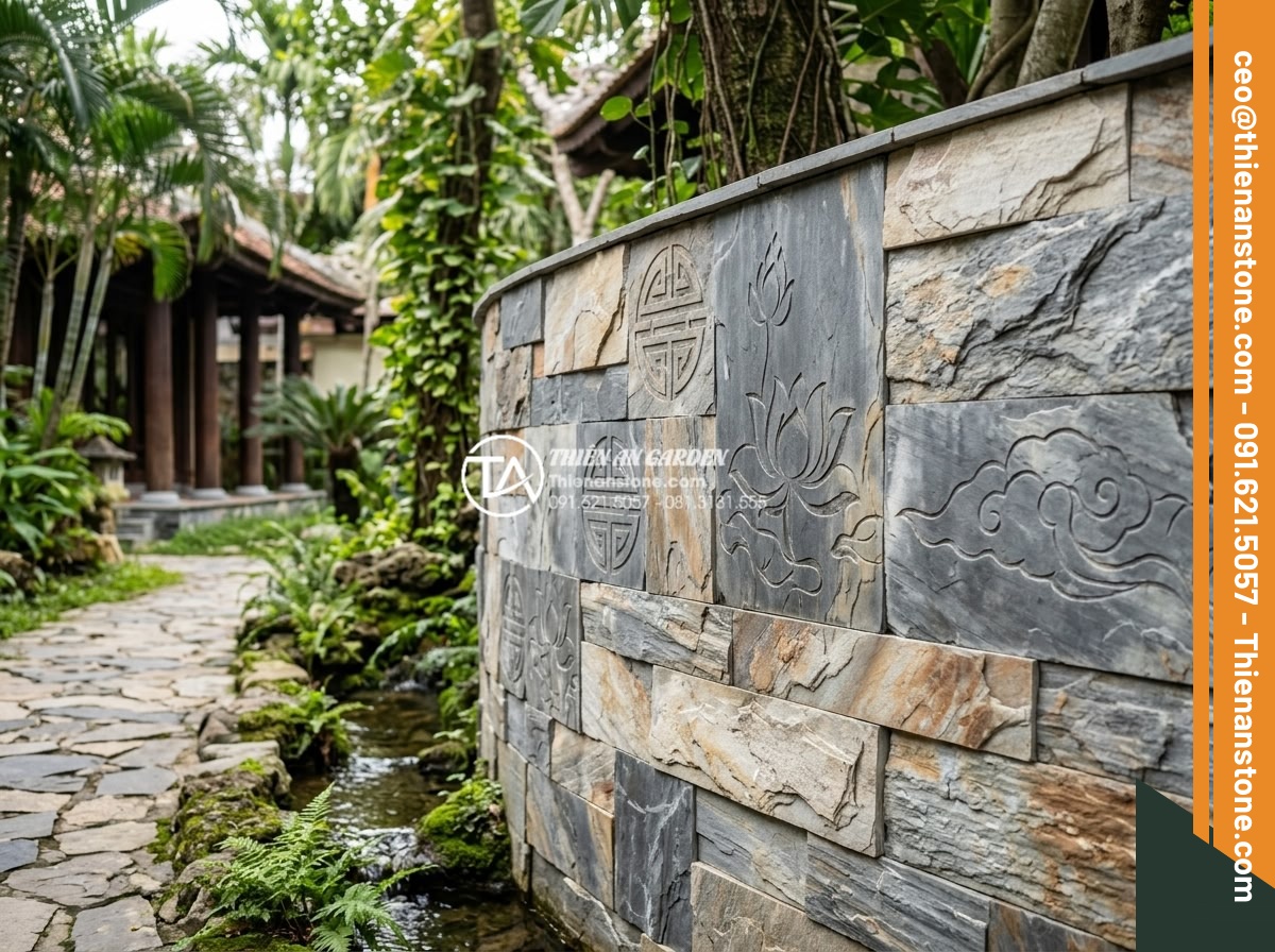 Tổng hợp các kiểu ghép đá trang trí tường độc đáo phá vỡ sự đơn điệu - Hình 18 Tổng hợp các kiểu ghép đá trang trí tường độc đáo phá vỡ sự đơn điệu - Successful resort rockery wall decoration project featuring unique carved stone