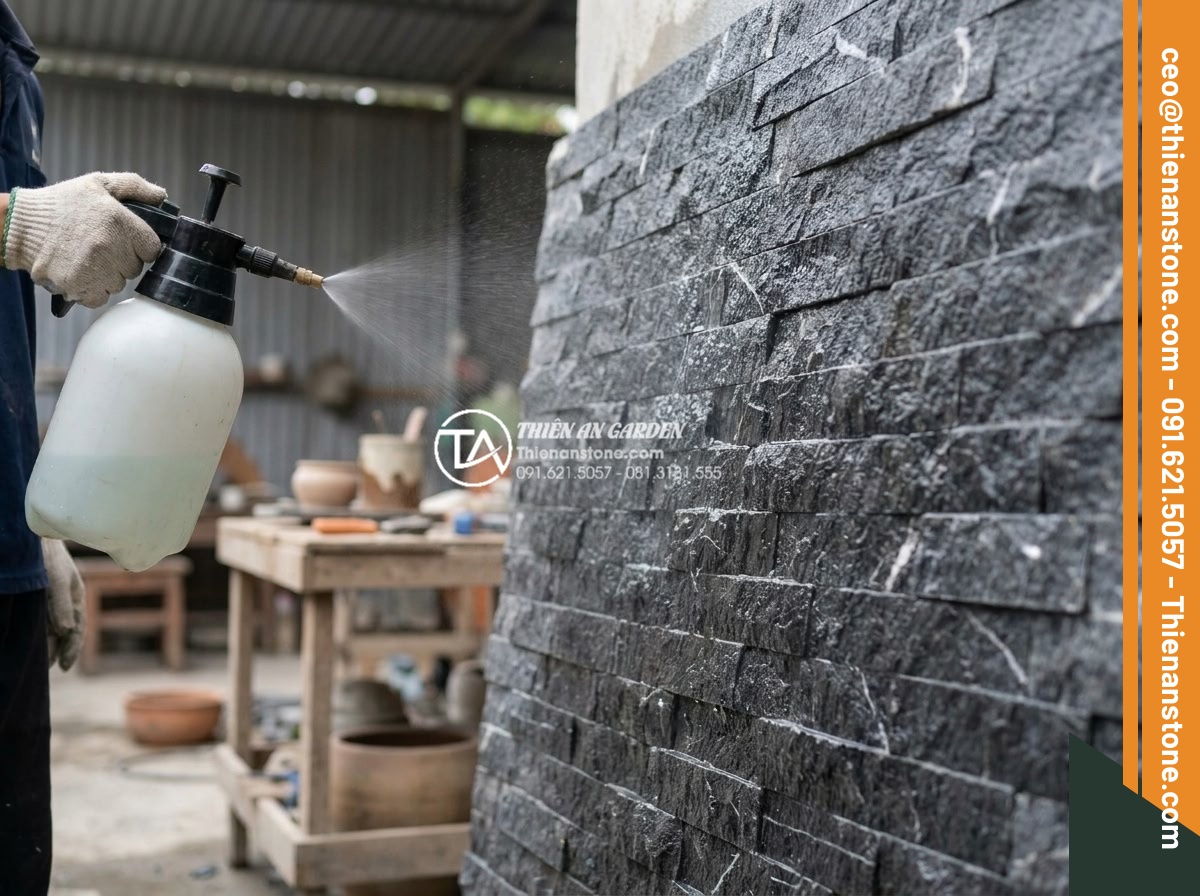 Top 7 lỗi thường gặp khi thi công ghép mòi đá và cách khắc phục triệt để - Hình 15 Top 7 lỗi thường gặp khi thi công ghép mòi đá và cách khắc phục triệt để - Professional surface protection application on finished ghép mòi đá using premiu
