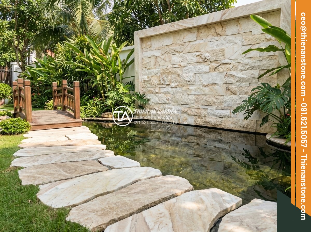 Top 7 lỗi thường gặp khi thi công ghép mòi đá và cách khắc phục triệt để - Hình 19 Top 7 lỗi thường gặp khi thi công ghép mòi đá và cách khắc phục triệt để - Professional team photo of Đá Cảnh Thiên An experts at a completed high-end ghép