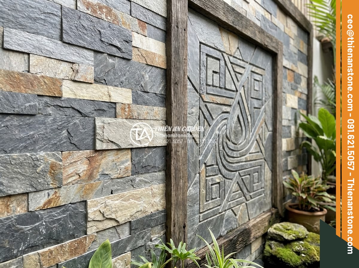 Tư vấn chọn màu đá ghép theo phong thủy rước tài lộc năm 2026 - Custom stone mosaic design tailored to specific home orientation for maximum wea