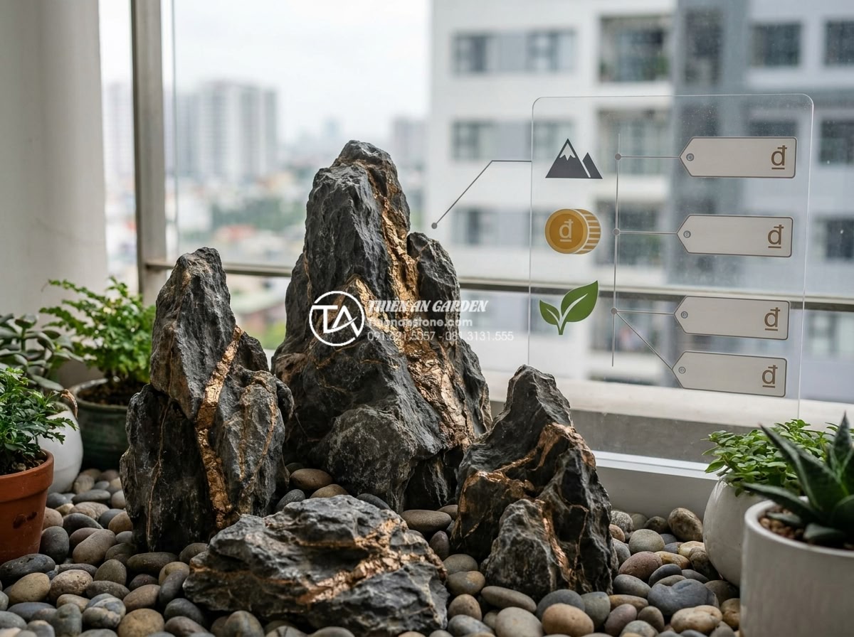 15+ Mẫu tiểu cảnh khô ban công chung cư biến góc nhỏ thành nơi thư giãn - High detail realistic rendering of cost breakdown infographic style image showin