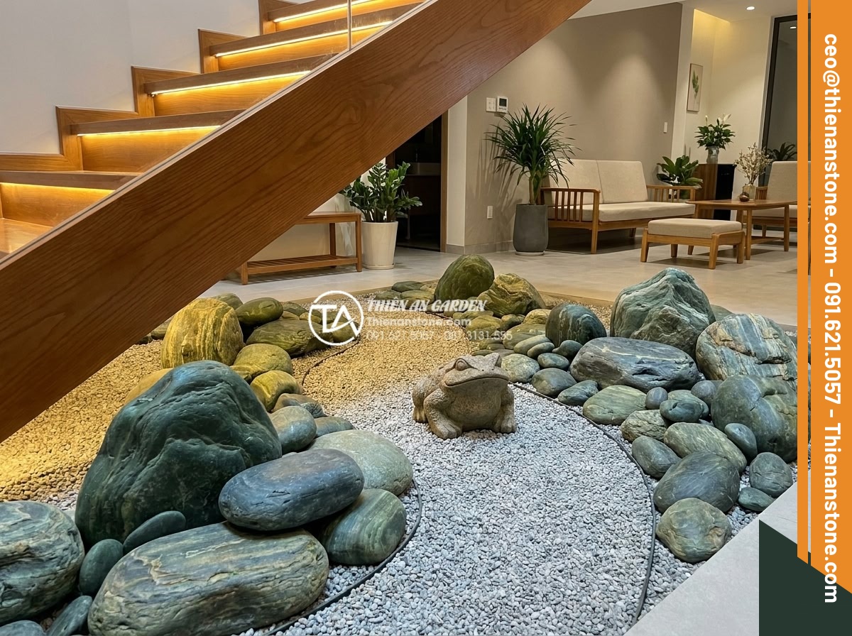 7 Sai lầm chết người khi làm tiểu cảnh khô gầm cầu thang bạn cần tránh - Hình 7 7 Sai lầm chết người khi làm tiểu cảnh khô gầm cầu thang bạn cần tránh - Harmonious dry mini landscape under staircase incorporating feng shui principles