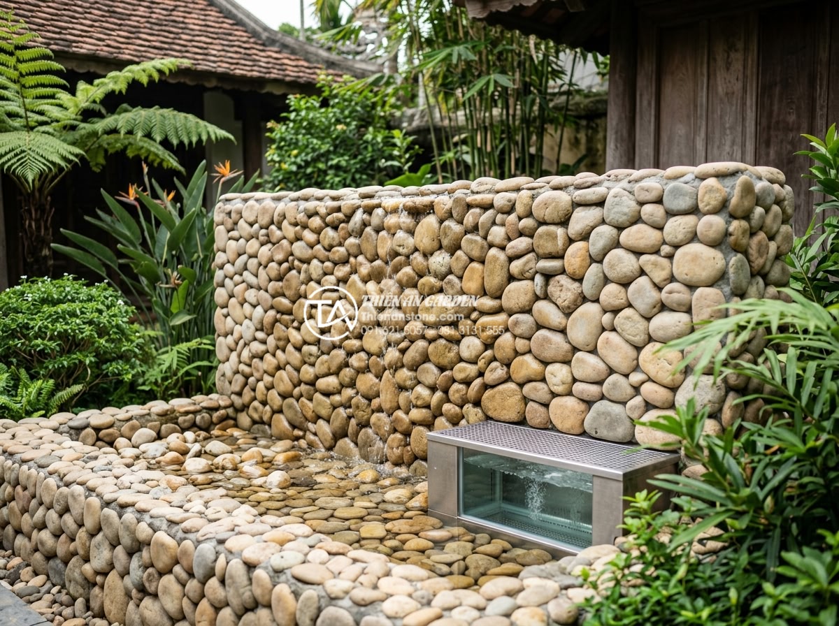 Cách xử lý rêu mốc và mùi hôi cho tiểu cảnh tường nước lâu ngày - Artistic designed stone water wall preventing mold and odor with modern filtrati