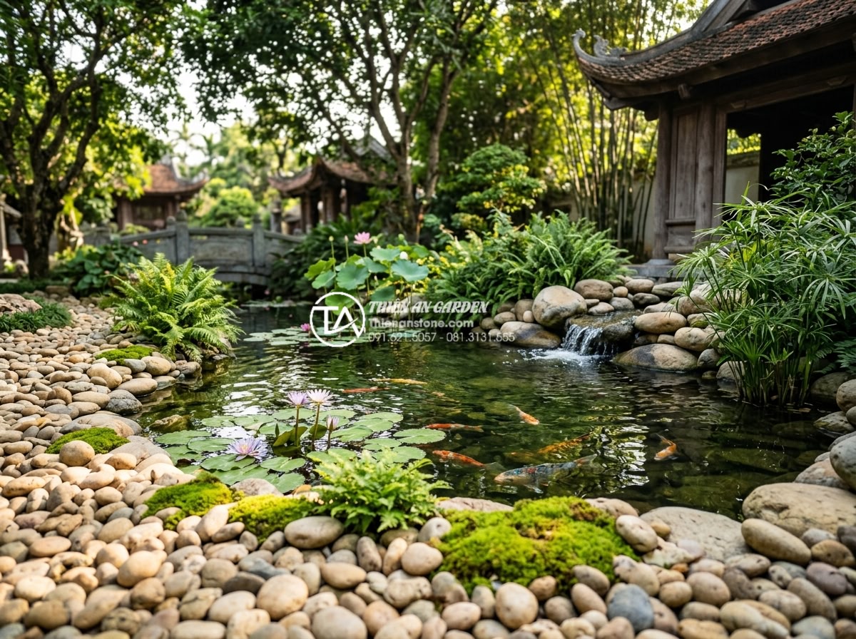 Checklist 10 bước bảo trì tiểu cảnh nước sân vườn luôn hoạt động trơn tru - Long-term healthy natural stone water garden with thriving ecosystem after consi