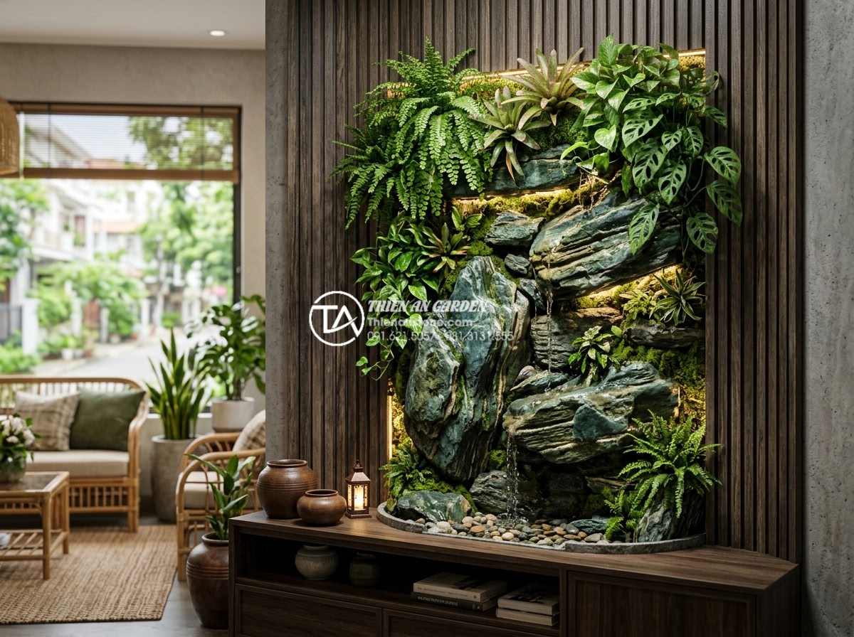 Hướng dẫn tự làm tiểu cảnh treo tường đơn giản chỉ với 5 bước - Hình 10 Hướng dẫn tự làm tiểu cảnh treo tường đơn giản chỉ với 5 bước - Realistic 3D rendering visualization of a completed hanging wall mini garden in