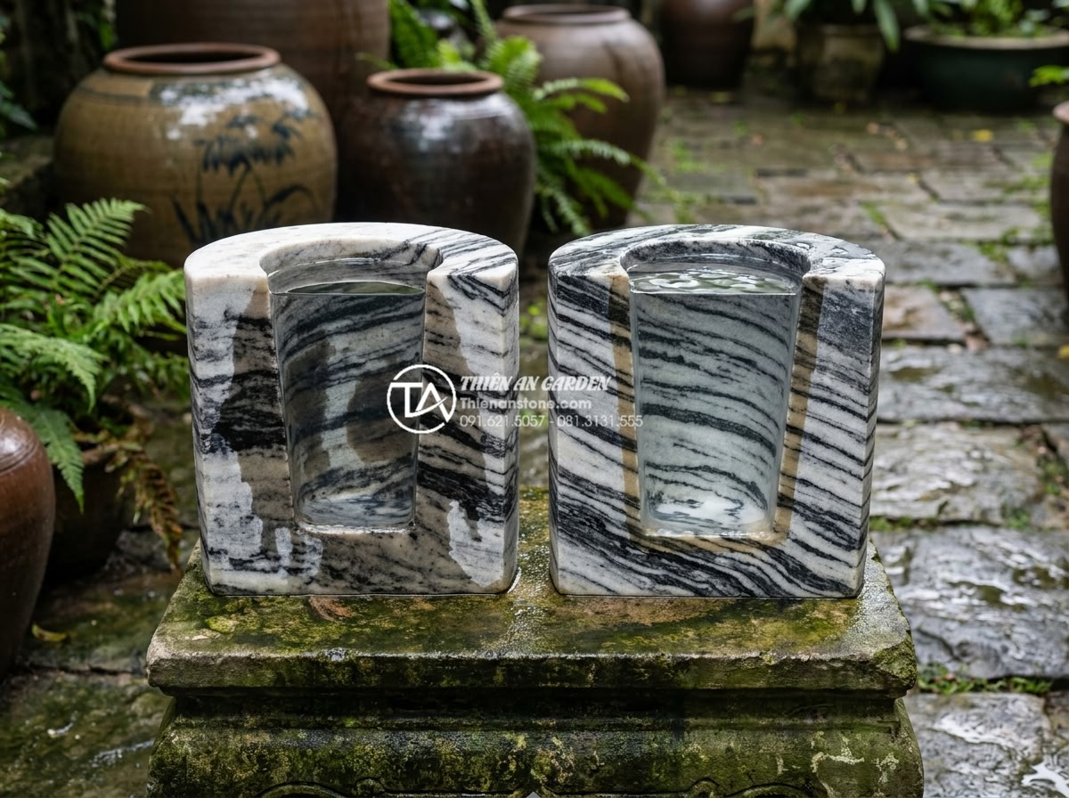 Khắc phục tình trạng chum nước tiểu cảnh bị rò rỉ nước: Hướng dẫn chi tiết - Cross-section diagram of unsealed vs sealed natural stone water pot illustrating