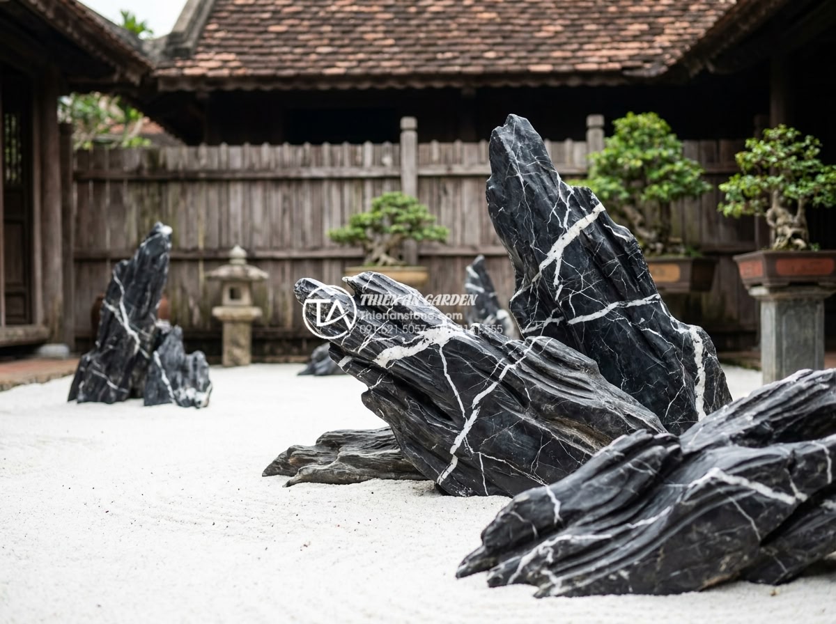 Làm thế nào để giữ cho cát trắng trong tiểu cảnh khô luôn trắng sáng? - Hình 14 Làm thế nào để giữ cho cát trắng trong tiểu cảnh khô luôn trắng sáng? - Completed easy-to-maintain dry landscape with clean white sand and strategic sto