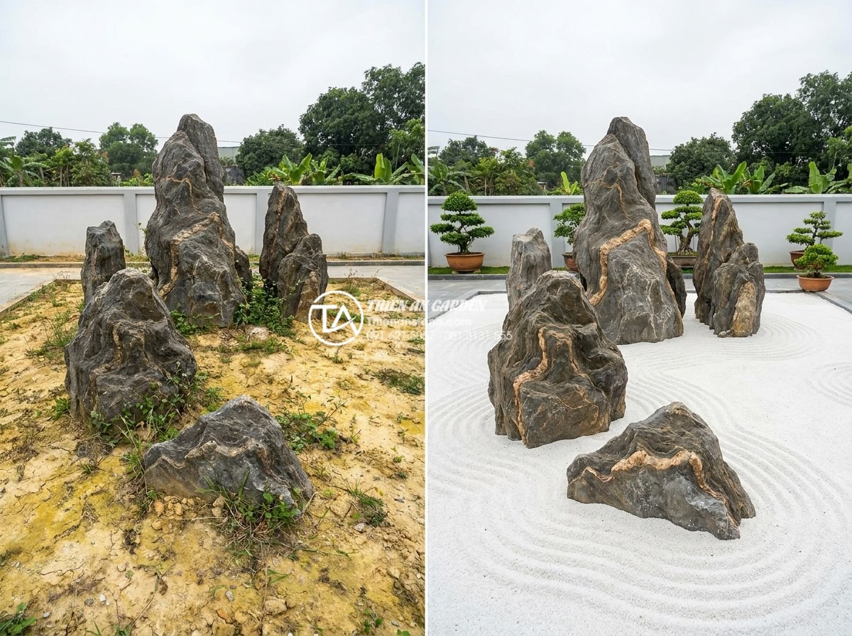 Làm thế nào để giữ cho cát trắng trong tiểu cảnh khô luôn trắng sáng? - Hình 18 Làm thế nào để giữ cho cát trắng trong tiểu cảnh khô luôn trắng sáng? - Before-after real-world project images from dry landscape constructions with per