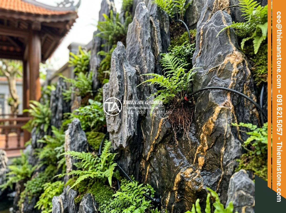 Lắp đặt hệ thống tưới tự động cho tiểu cảnh treo tường: Tiết kiệm thời gian - Hình 2 Lắp đặt hệ thống tưới tự động cho tiểu cảnh treo tường: Tiết kiệm thời gian - High-resolution realistic photograph of an elegant automatic drip irrigation sys