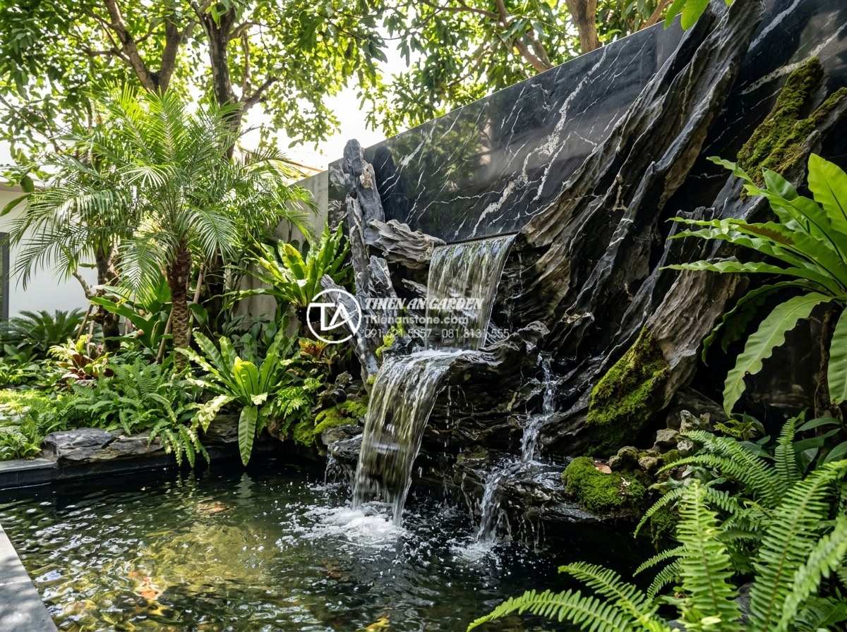 Phong thủy tiểu cảnh vách tường: Cách đặt hướng đón tài lộc cho gia chủ - Optimized natural stone wall scene designs tailored for living room, garden, and