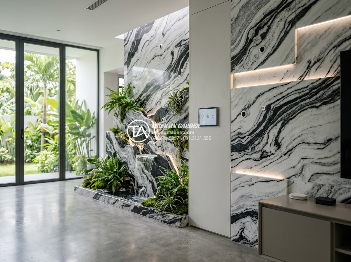 Sự khác biệt giữa tiểu cảnh vách tường khô và tiểu cảnh vách tường ướt - Futuristic concept rendering of smart dry and wet wall landscapes integrated wit