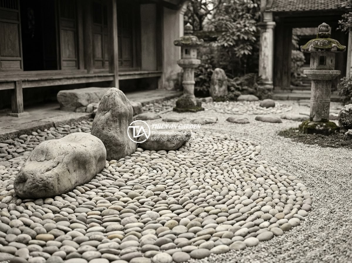 Tại sao tiểu cảnh khô Nhật Bản lại sử dụng đá làm chủ đạo? - Historical black and white photo recreation of Muromachi period Zen monk designi
