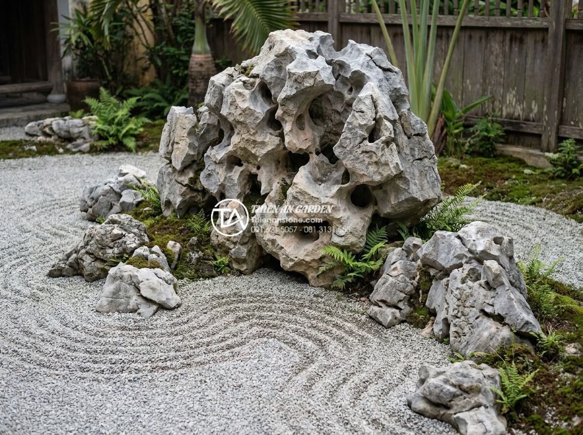 Tại sao tiểu cảnh khô Nhật Bản lại sử dụng đá làm chủ đạo? - Symbolic illustration of Zen philosophy rocks representing impermanence and stre