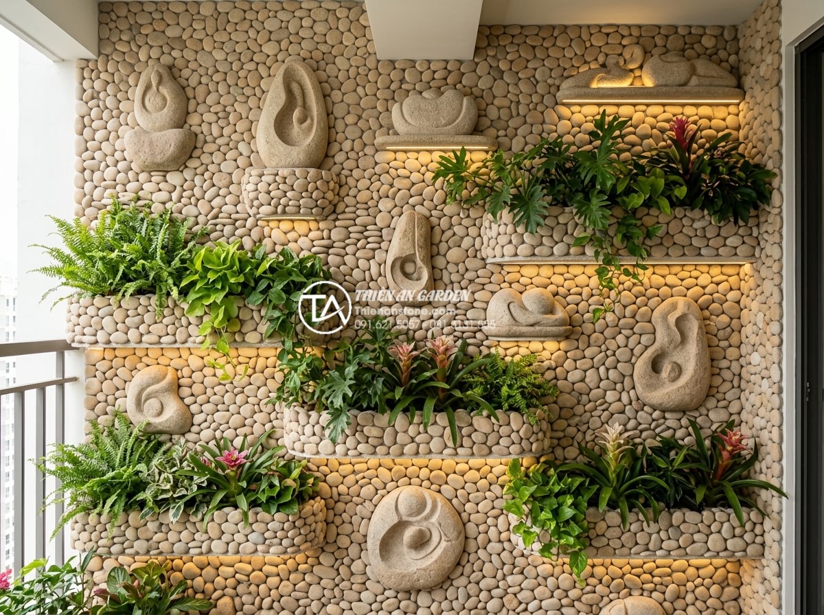 Thiết kế tiểu cảnh vách tường ban công chung cư: Tận dụng từng cm2 - Optimized balcony wall layout diagram turned into reality with every cm utilized