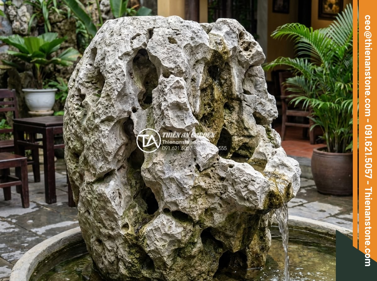 Tiểu cảnh chum nước cho quán cafe: Tuyệt chiêu thu hút khách check-in - Showcase of completed high-end cafe stone water jar projects by expert landscape