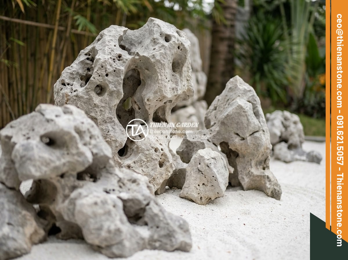 Tiểu cảnh khô Nhật Bản (Zen Garden): Tinh hoa nghệ thuật sắp đặt đá cảnh - Hình 5 Tiểu cảnh khô Nhật Bản (Zen Garden): Tinh hoa nghệ thuật sắp đặt đá cảnh - High quality natural stone selection for Japanese Zen garden featuring large gra