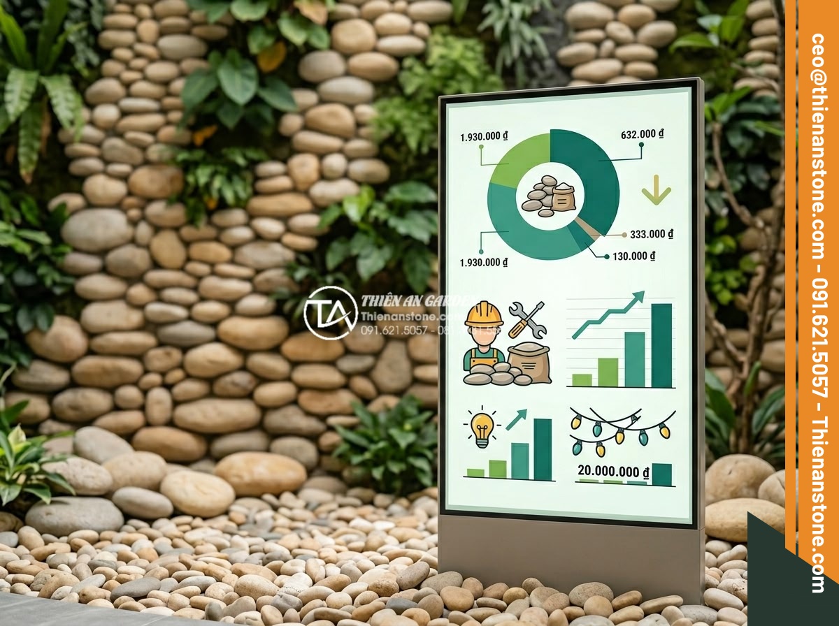 Tiểu cảnh vách tường giếng trời: Đón nắng gió và sức sống cho ngôi nhà - Hình 17 Tiểu cảnh vách tường giếng trời: Đón nắng gió và sức sống cho ngôi nhà - Professional cost breakdown infographic style image showing pie chart and bar gr
