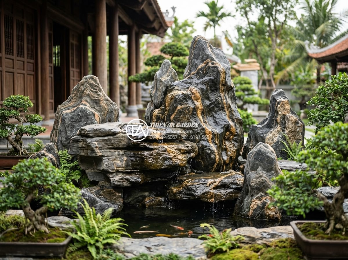 Xu hướng thiết kế tiểu cảnh chum nước phong cách thiền Zen cho biệt thự - Showcase of completed projects by Da Canh Thien An featuring various Zen-style w