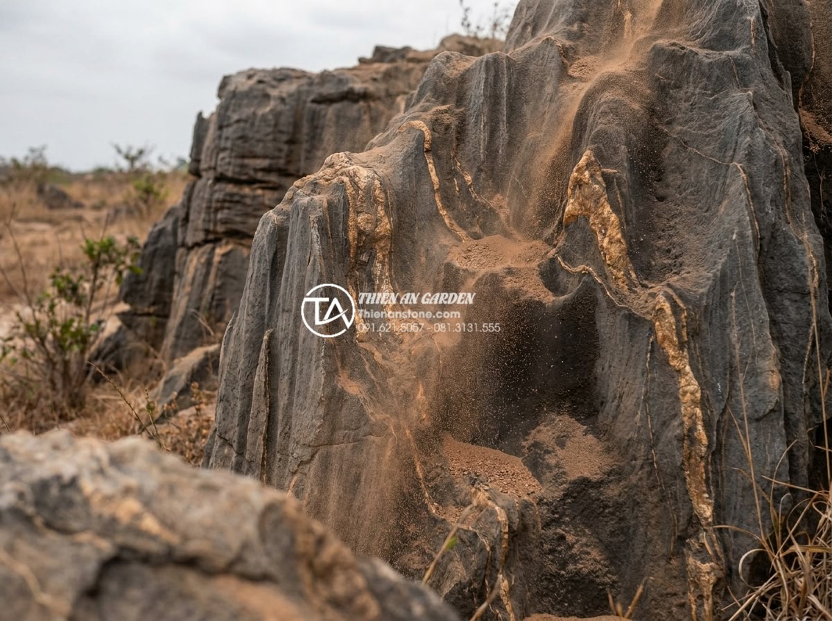 Ảnh hưởng của thời tiết đến màu sắc của đá trầm tích theo thời gian - Wind-blown dust accumulation on sedimentary rock surfaces in an open landscape, 