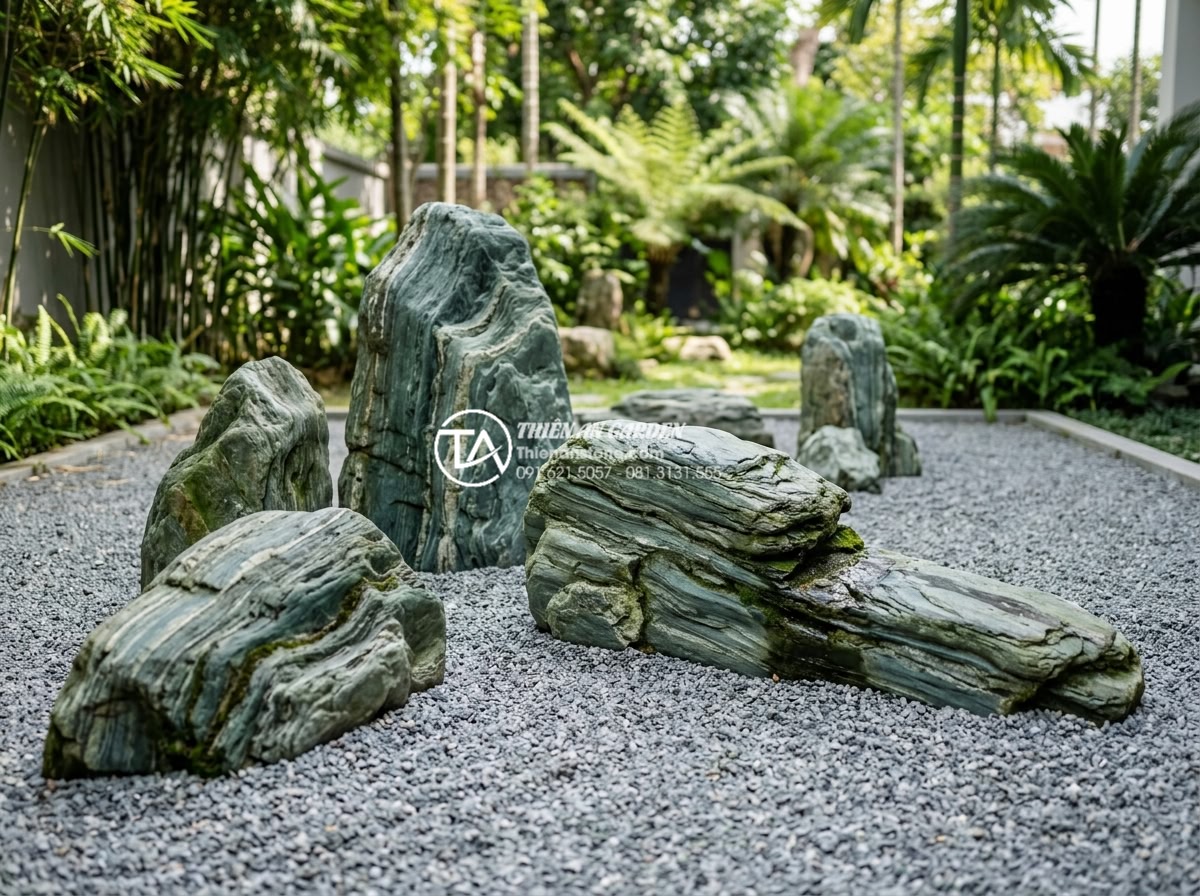 Bí quyết chọn đá xanh Nhật Bản cho sân vườn có diện tích nhỏ - Long-term maintained Japanese green stone garden in pristine condition