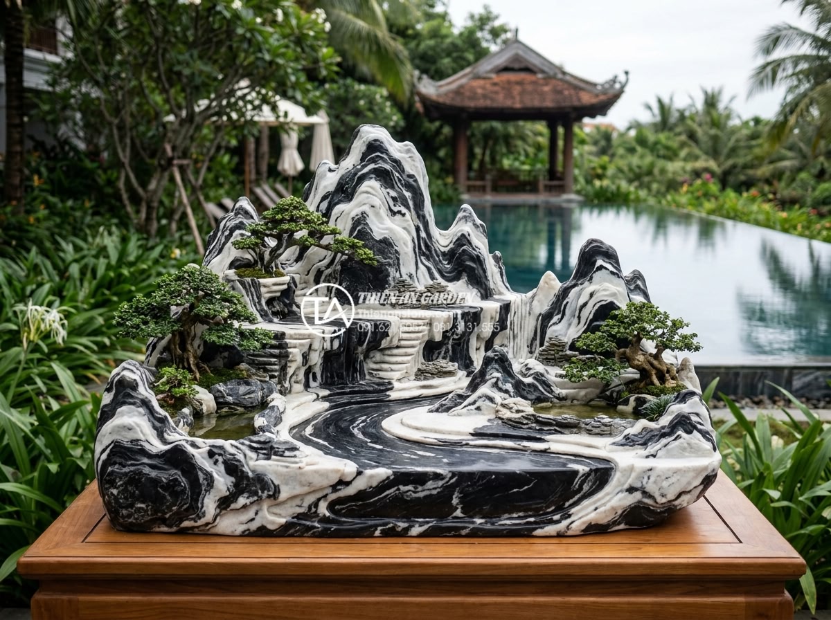 Cách nhận biết đá tuyết sơn vân mây thật và giả cho người mới - Hình 16 Cách nhận biết đá tuyết sơn vân mây thật và giả cho người mới - Luxurious resort non-bo artwork crafted from high-quality snow cloud pattern nat