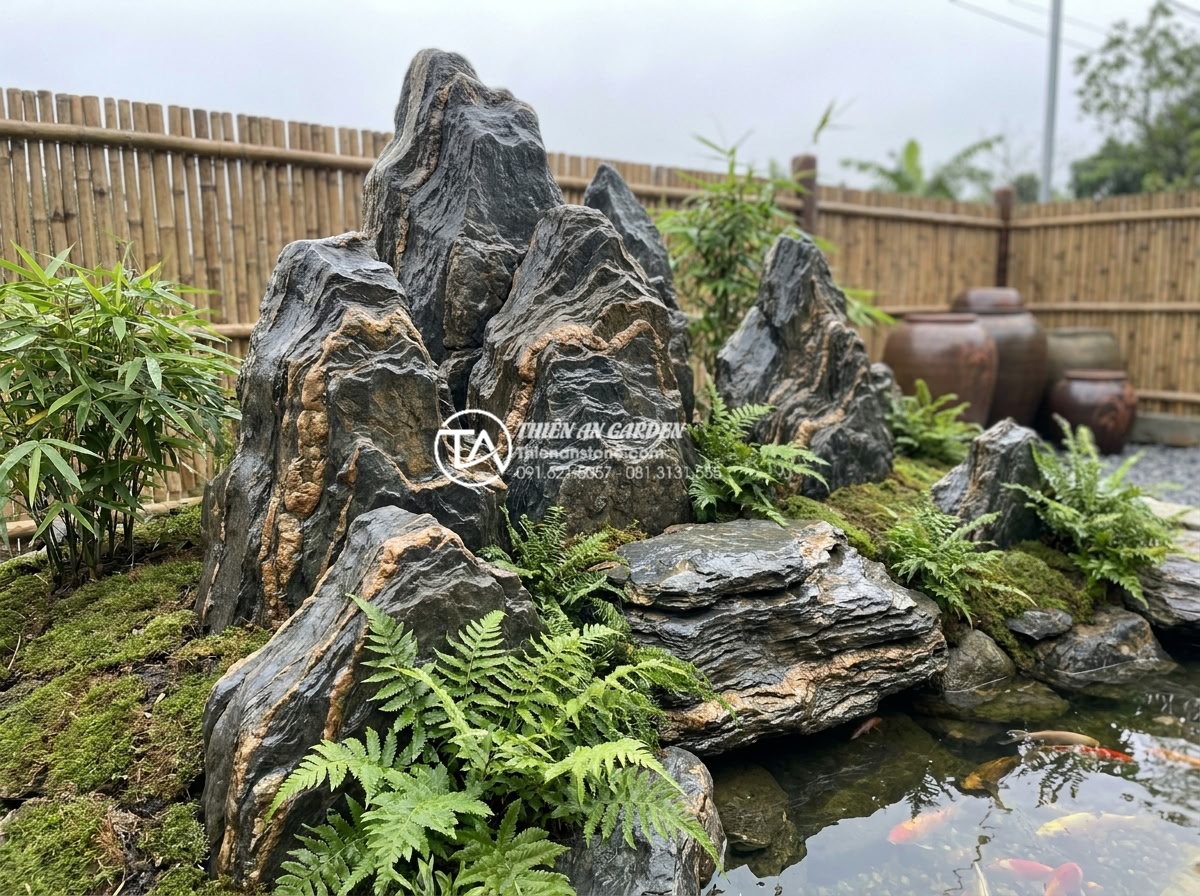 Checklist 5 bước kiểm tra đá trầm tích trước khi nhận hàng - Successful garden project with high-quality sedimentary rocks after proper check