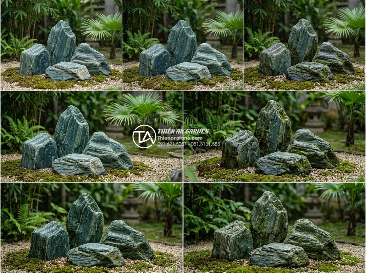 Đá xanh Nhật Bản có bị bạc màu theo thời gian không? Giải đáp từ chuyên gia - Time-lapse sequence photos of Japanese green stone exposed to outdoor elements o