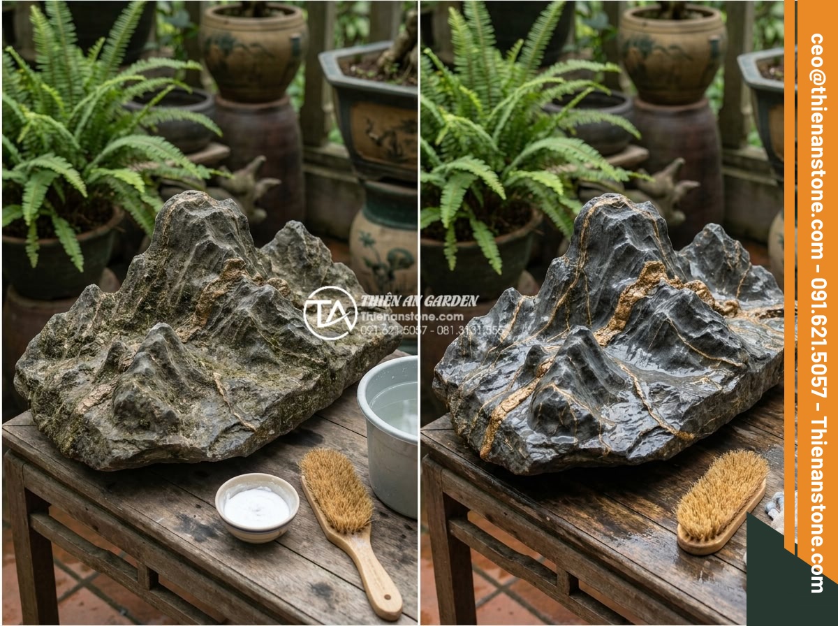 Hỏi đáp: Có nên dùng axit để tẩy rửa bề mặt đá trầm tích? - Natural cleaning agents like baking soda, brushes, and water on sedimentary ston