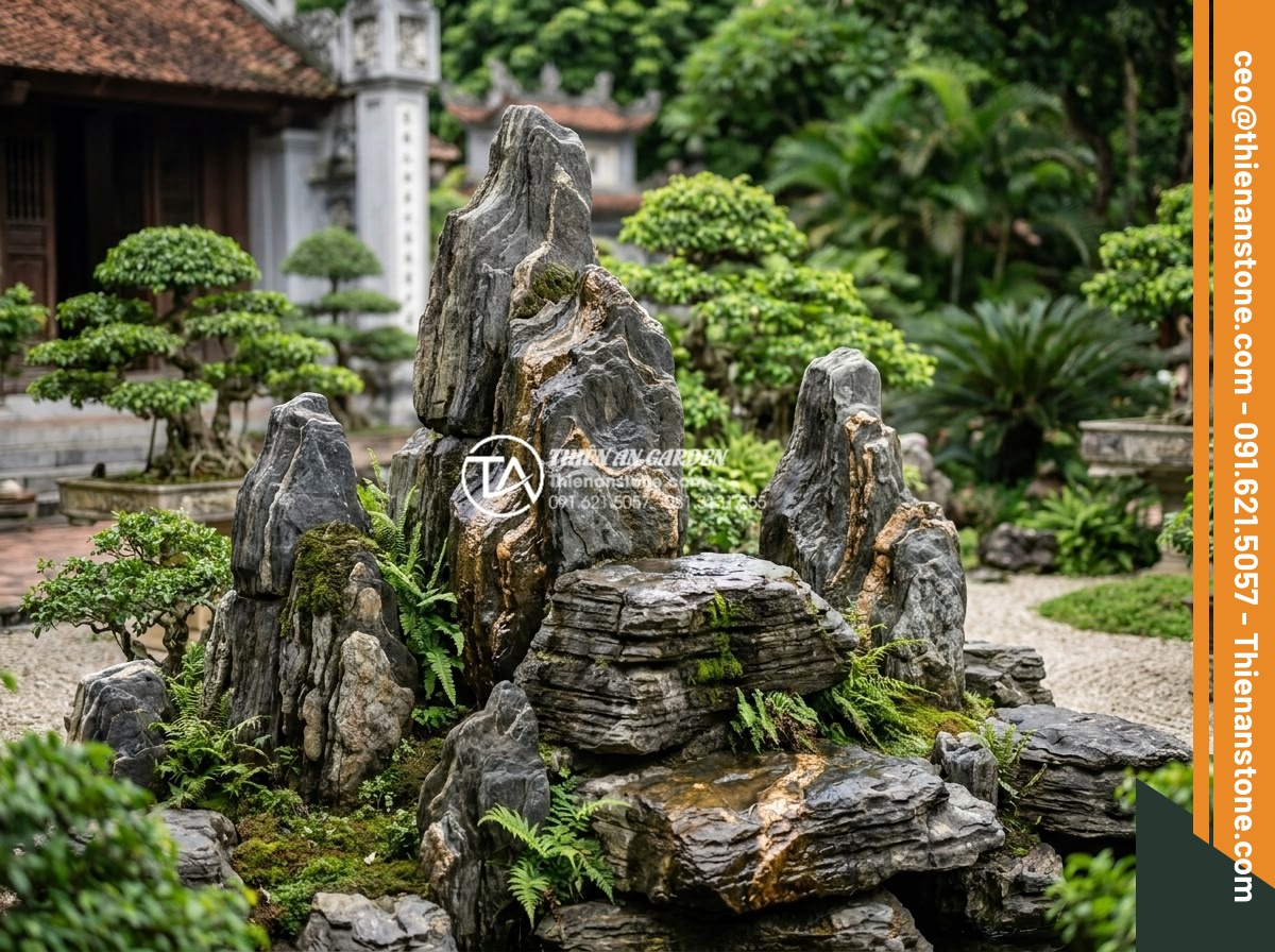 Hỏi đáp: Có nên dùng axit để tẩy rửa bề mặt đá trầm tích? - Beautifully maintained sedimentary stone artwork and garden elements in high-end