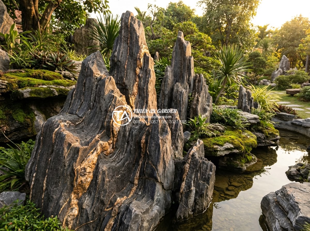 Khám phá vẻ đẹp của đá trầm tích hàm chứa tinh thể khoáng vật - Panoramic view of natural sedimentary rock outcrop in a scenic landscape with vi