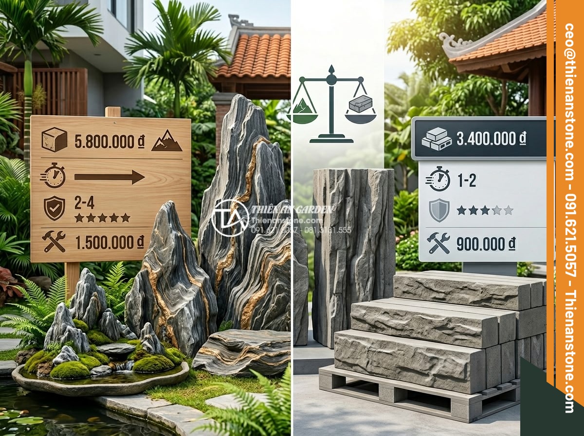 Sự khác biệt giữa đá trầm tích tự nhiên và đá nhân tạo giả vân trầm tích - Hình 11 Sự khác biệt giữa đá trầm tích tự nhiên và đá nhân tạo giả vân trầm tích - Cost comparison infographic with real market price examples of natural sedimenta
