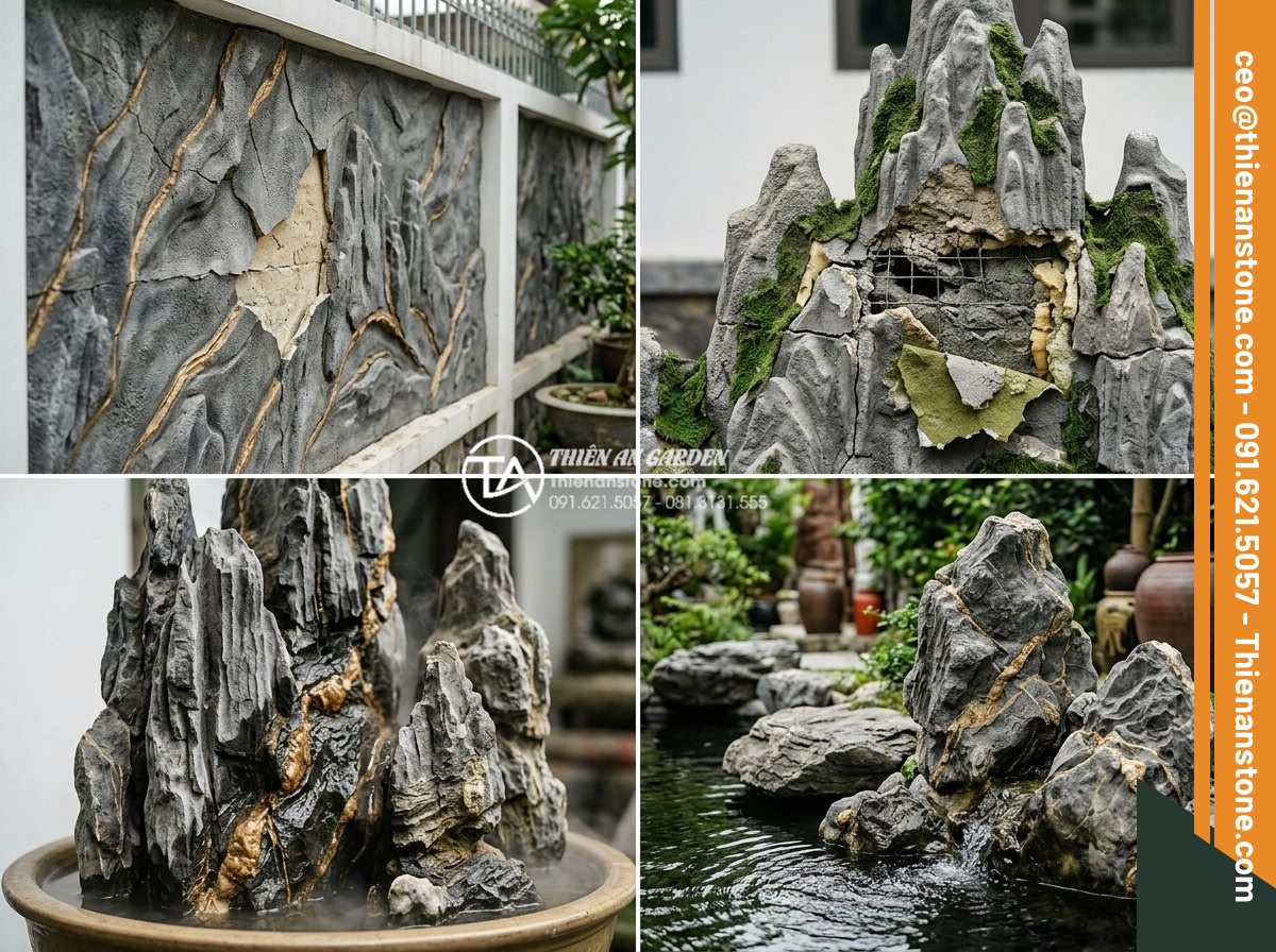 Sự khác biệt giữa đá trầm tích tự nhiên và đá nhân tạo giả vân trầm tích - Hình 16 Sự khác biệt giữa đá trầm tích tự nhiên và đá nhân tạo giả vân trầm tích - Risk assessment images of failed artificial stone installations versus successfu